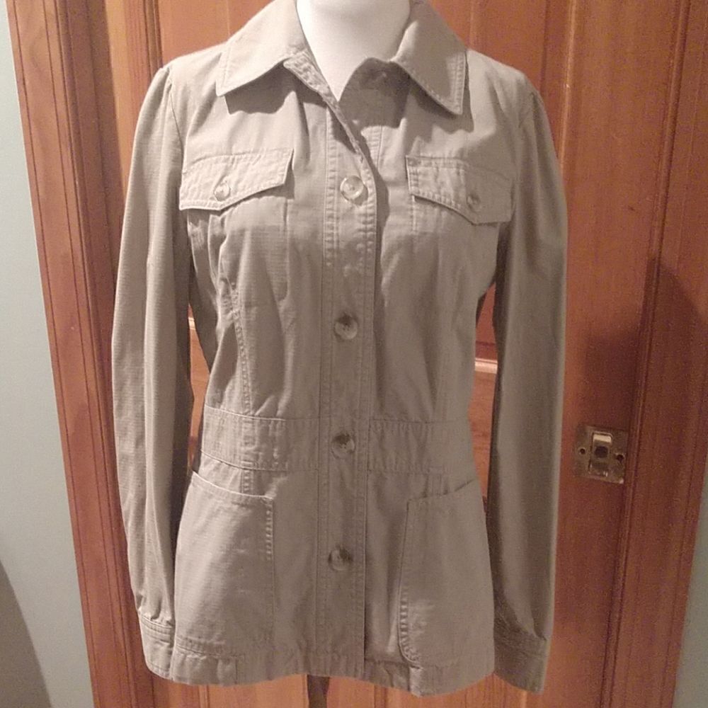 Tan Utility Cotton Blazer Size Small